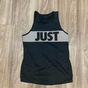 Nike Just Do It Tank Top Womens Small Black White Stripe Athletic Workout Sport